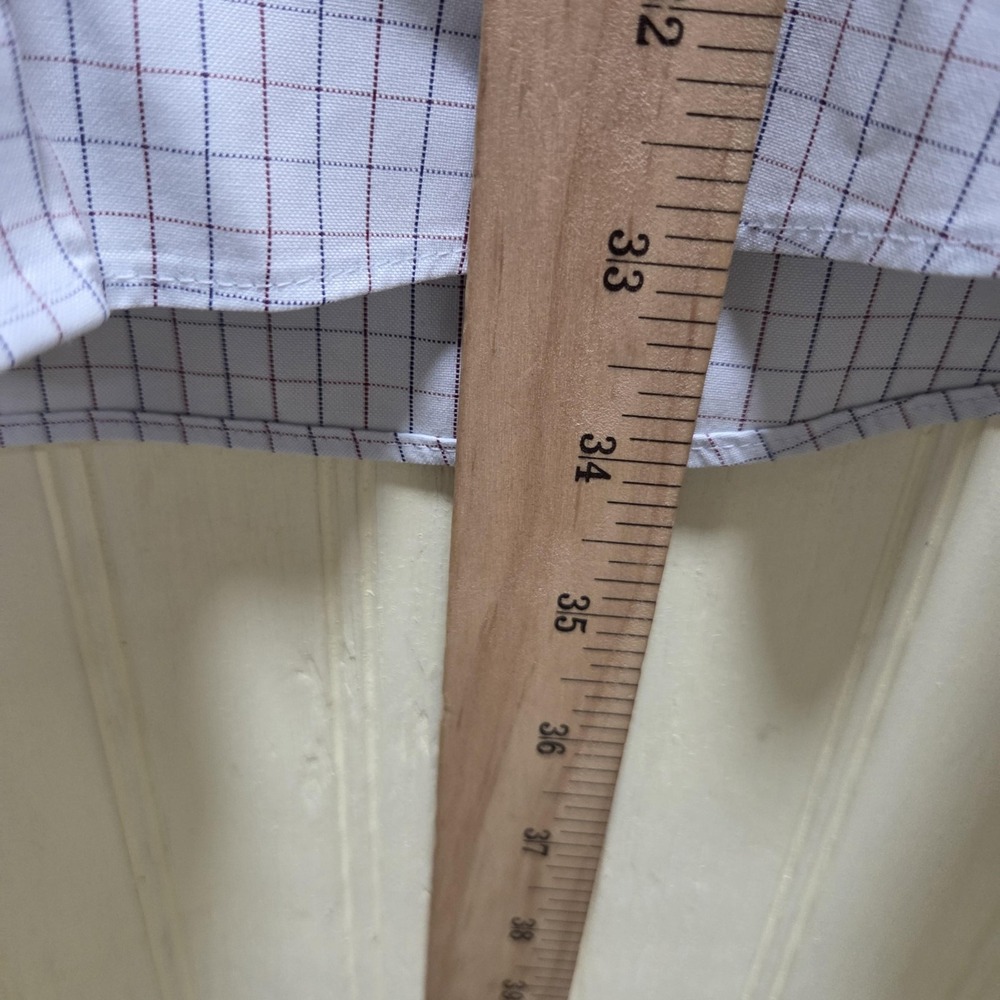 Jos. A. Bank Dress Shirt Mens 17 34/35 White Check Wrinkle Resistant Long Sleeve - Picture 8 of 8